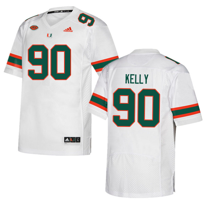 Men #90 Nyjalik Kelly Miami Hurricanes College Football Jerseys Sale-White